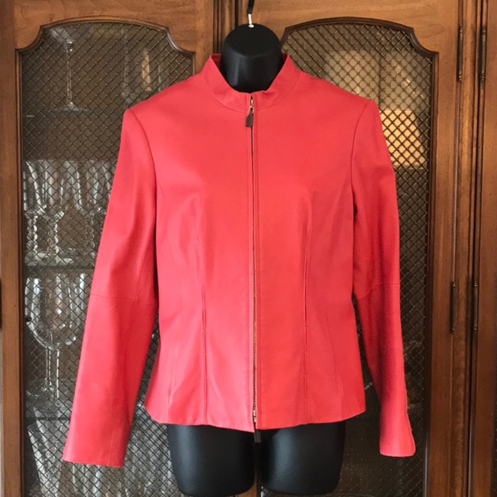 Worth pink leather jacket, 8